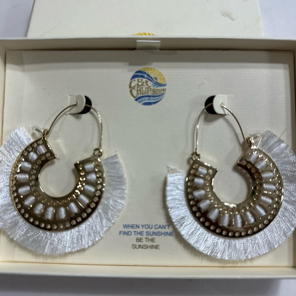 Gold /White Boho Earrings